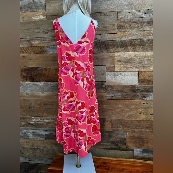 LOFT Textured Floral Linen Blend Strappy Maxi Dress SZ 10 - Picture 3 of 13